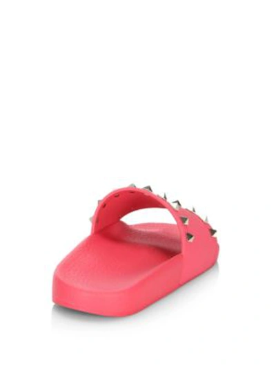 Shop Valentino Rockstud Slides In Shadow Pink