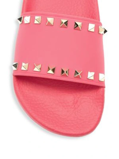 Shop Valentino Rockstud Slides In Shadow Pink