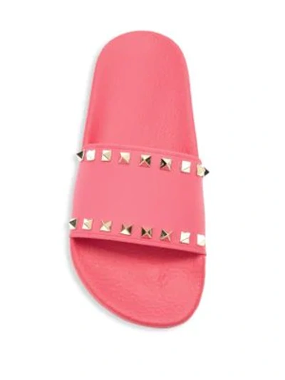 Shop Valentino Rockstud Slides In Shadow Pink