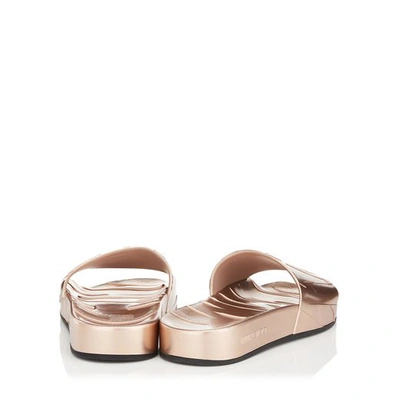 Shop Jimmy Choo Rey/f Tea Rose Metallic Rubber Slides