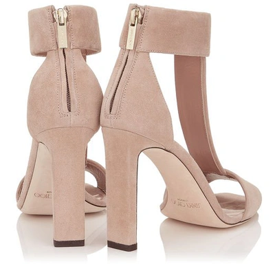 Shop Jimmy Choo Bethel 100 Ballet Pink Suede Sandals