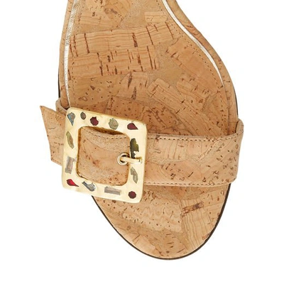 Shop Jimmy Choo Dacha 85 Natural Cork Sandals With Jewelled Buckle