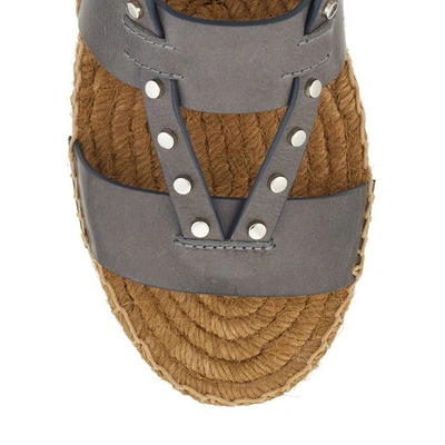 Shop Jimmy Choo Denise Flat Grey Vachetta Leather Sandals With Studs