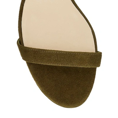 Shop Jimmy Choo Farrah 100 Olive Suede Sandals With Fringe
