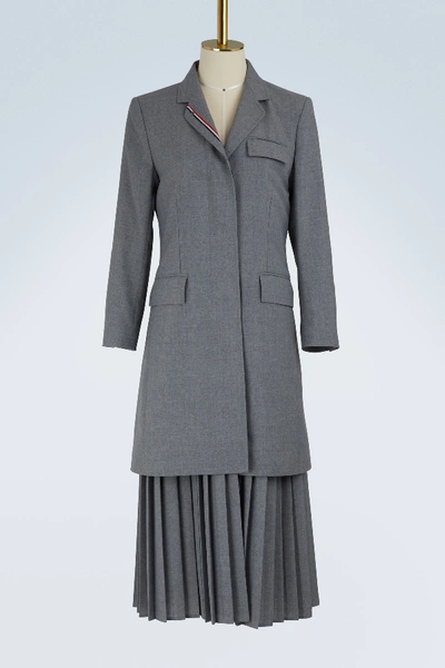 Shop Thom Browne Uniform Wool Coat In Med Grey