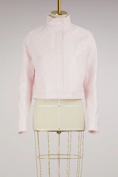 Shop Courrèges Short Vinyl Jacket In Light Pink