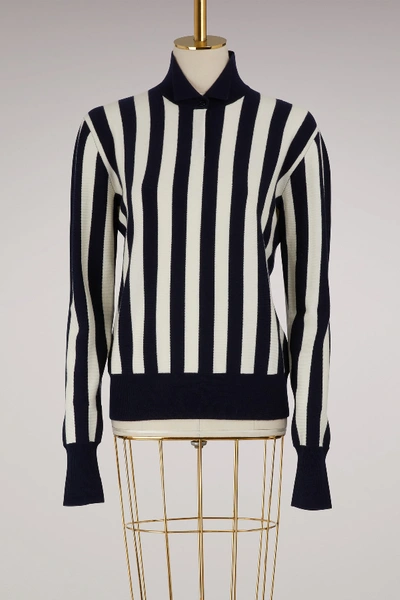 Shop Jw Anderson Striped Wool Sweater In Navy