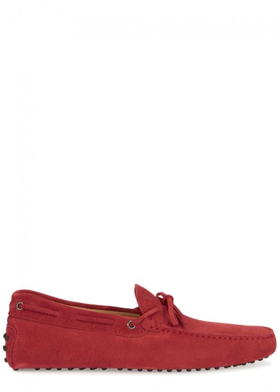 Shop Tod's Gommino Suede Driving Shoes In Red