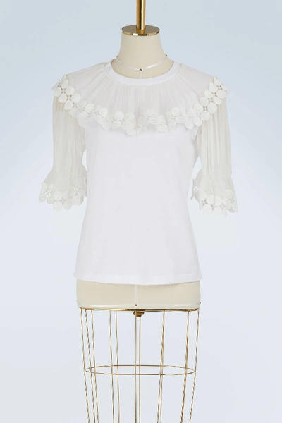 Shop Chloé Ruffled T-shirt In White