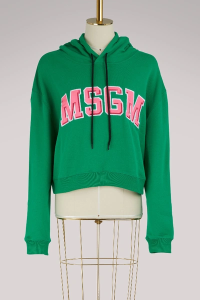 Shop Msgm Logo  Hoodie Sweatshirt In Green