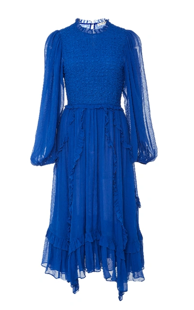 Shop Ulla Johnson Arielle Ruched Dress In Blue