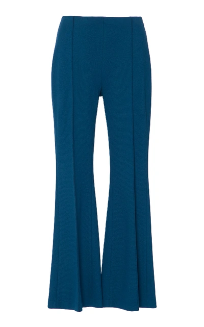 Shop Rosetta Getty Interlock Jersey Cropped Flared Pant In Blue