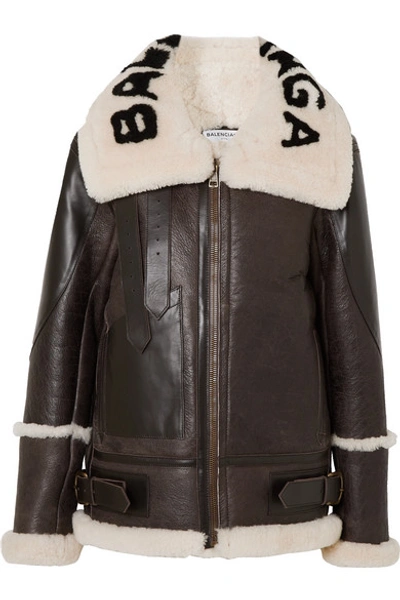 Shop Balenciaga Le Bombardier Oversized Shearling Jacket