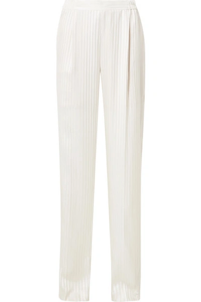 Shop Stella Mccartney Striped Silk-jacquard Wide-leg Pants In Ivory