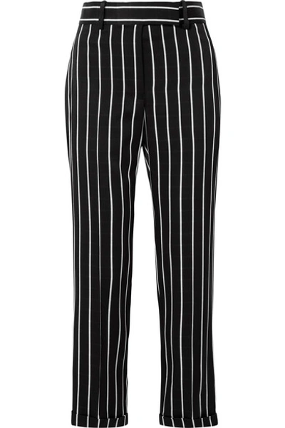 Shop Haider Ackermann Striped Matte-satin Straight-leg Pants In Black