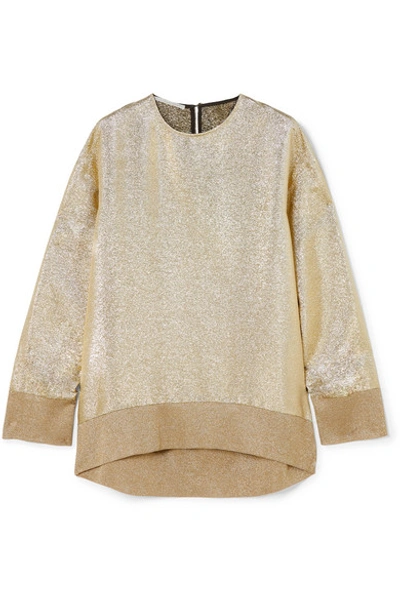 Shop Stella Mccartney Oversized Metallic Jersey Sweatshirt In Gold