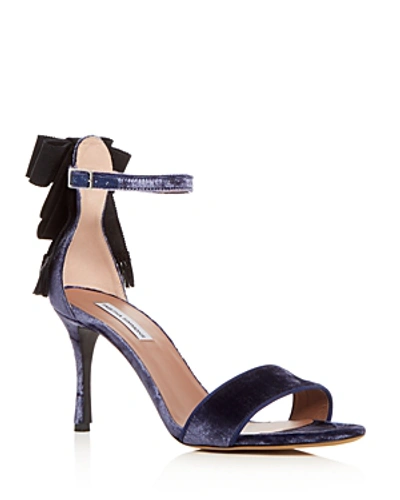 Shop Tabitha Simmons Women's Frances Velvet Ankle Bow High-heel Sandals In Saphire Blue