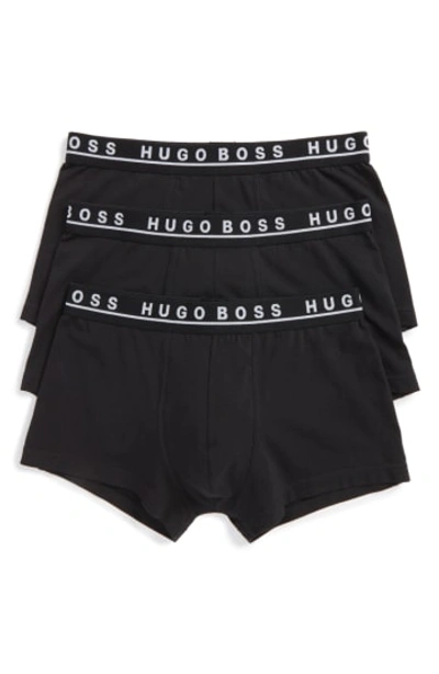 Shop Hugo Boss Assorted 3-pack Stretch Cotton Trunks In Black