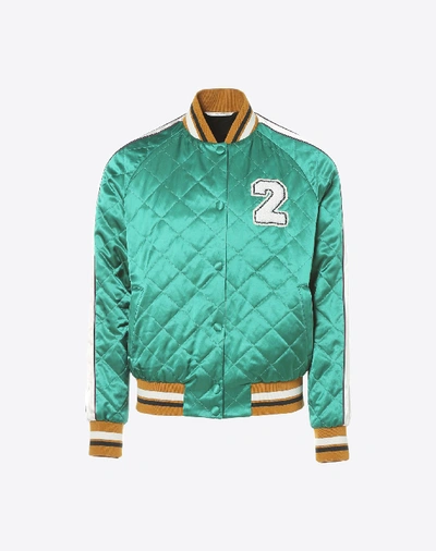 Shop Valentino Logo Souvenir Jacket In Green