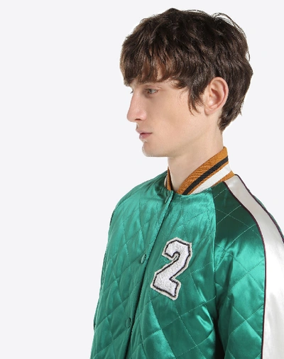 Shop Valentino Logo Souvenir Jacket In Green