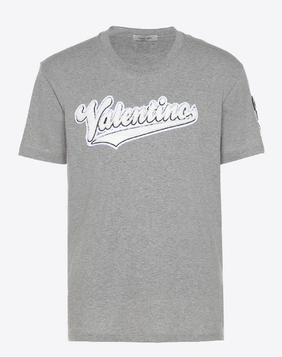 Shop Valentino Logo T-shirt In Grey