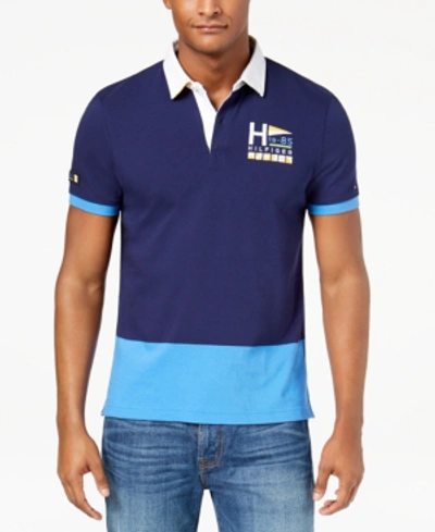 Shop Tommy Hilfiger Men's Priestly Colorblocked Embroidered-logo Polo In Medieval Blue