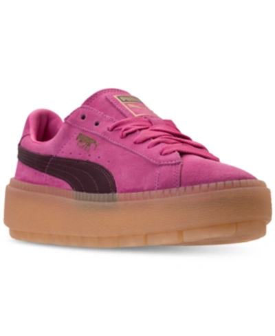 Shop Puma Women's Suede Platform Rugged Casual Sneakers From Finish Line In Carmine Rose - Winestasti