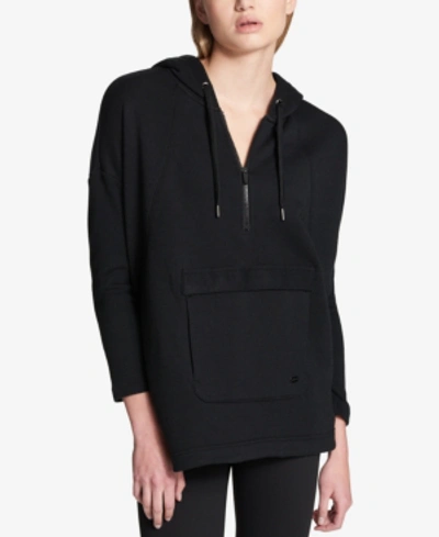 Shop Dkny Sport Half-zip Pullover Hoodie In Black