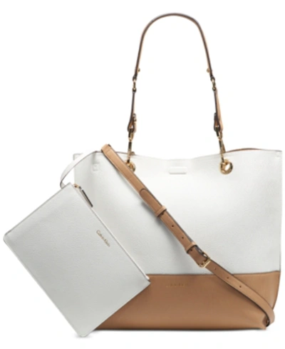 Shop Calvin Klein Sonoma Leather Reversible Extra-large Tote In White