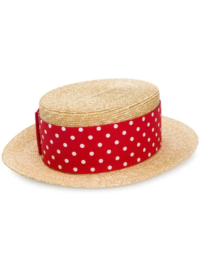 polka dot boater hat