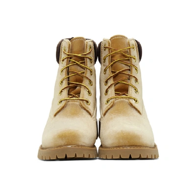 Shop Off-white Tan Timberland Edition Velvet Boots