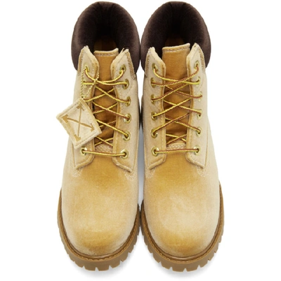 Shop Off-white Tan Timberland Edition Velvet Boots