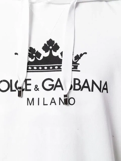 Shop Dolce & Gabbana Logo Print Hoodie - White