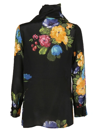 Shop Gucci Floral Print Blouse In Black