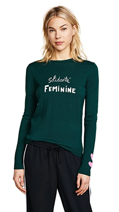 Solidarit Feminine Wool Sweater In Dark Green