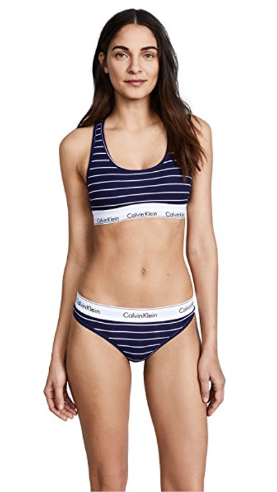 Shop Calvin Klein Underwear Modern Cotton Bralette In Simple Stripe