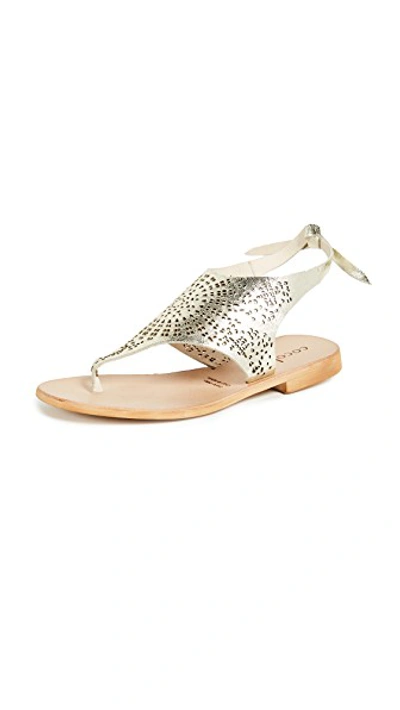 Shop Cocobelle Tye Perforated Sandals In Gold