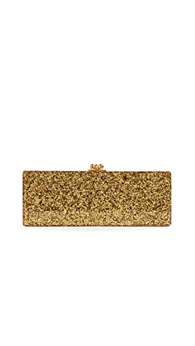Shop Edie Parker Flavia Solid Shoulder Bag In Gold Confetti