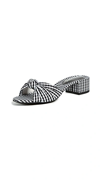 Shop Jeffrey Campbell Beaton Gingham Slides In Black/white