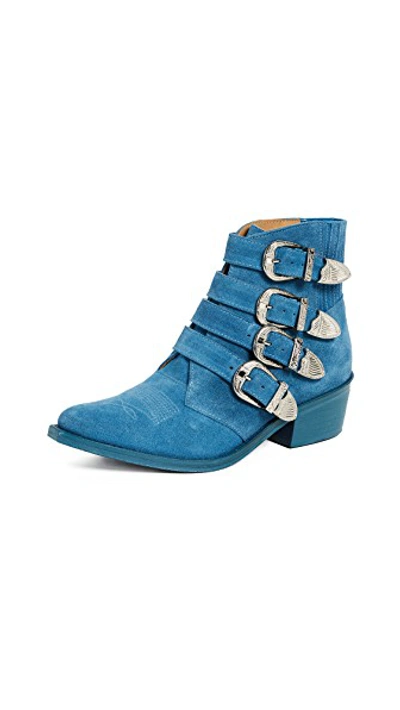 Shop Toga Buckled Booties In Light Blue