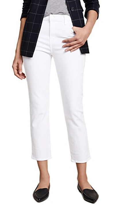 Shop J Brand Ruby High Rise Crop Jeans In Blanc