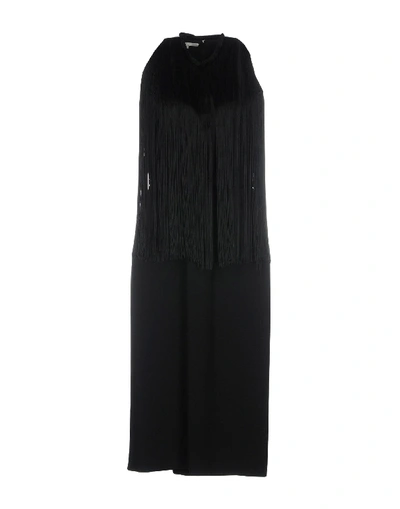 Shop Stella Mccartney Woman Midi Dress Black Size 8-10 Viscose, Acetate, Elastane, Silk