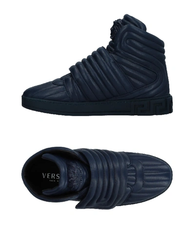 Shop Versace Sneakers In Dark Blue
