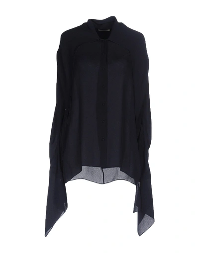 Shop Balenciaga Silk Shirts & Blouses In Dark Blue