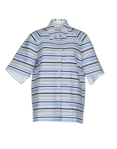 Shop Agnona Striped Shirt In Sky Blue