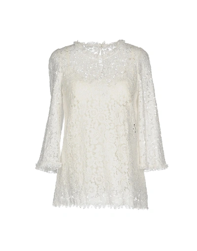 Shop Dolce & Gabbana Woman Top White Size 8 Viscose, Cotton, Polyamide