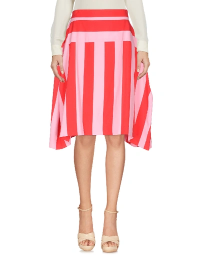 Shop Msgm Knee Length Skirts In Red