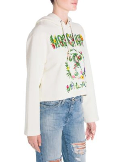 Shop Moschino Jersey Logo Sweatshirt In Ivory
