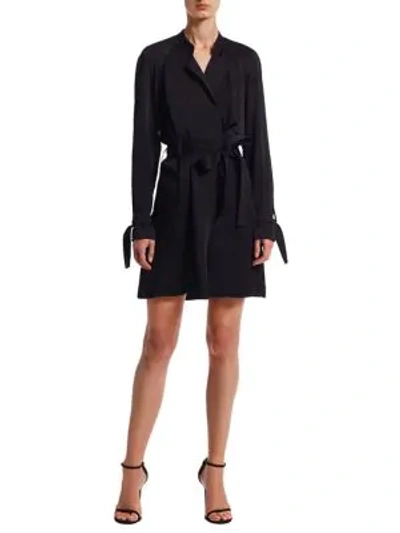 Shop A.l.c Kendall Satin Wrap Dress In Navy