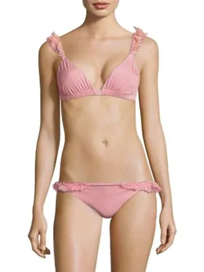 Shop Moré Noir Silky Wings Triangle Bikini Top In Pink